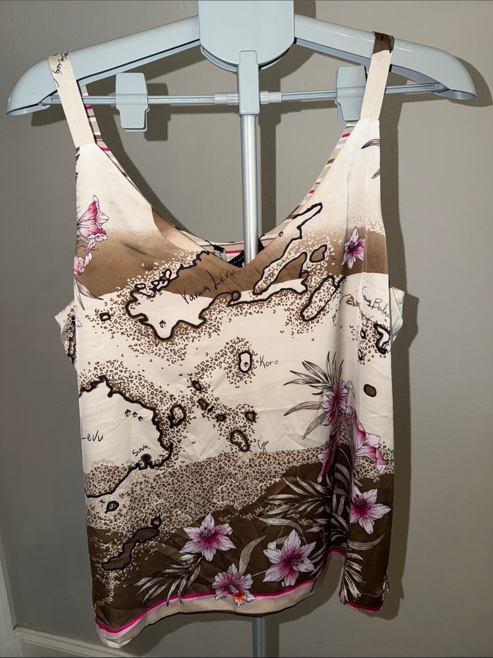 White House Black Market Cream, Brown & Pink Reversible Tank